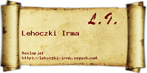 Lehoczki Irma névjegykártya